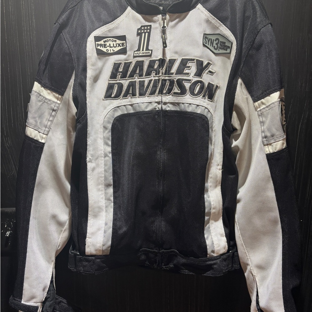 Harley-Davidson Black and White Mesh Motorcycle Riding Jacket